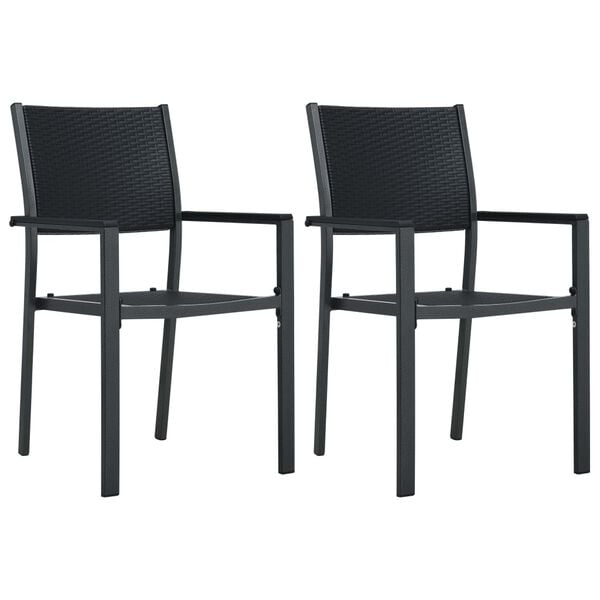 vidaXL Cadeiras jardim 2 pcs plástico preto aspeto vime