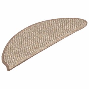 vidaXL Tapetes de escada 15 pe&ccedil;as 56x17x3 cm marrom claro semicircular