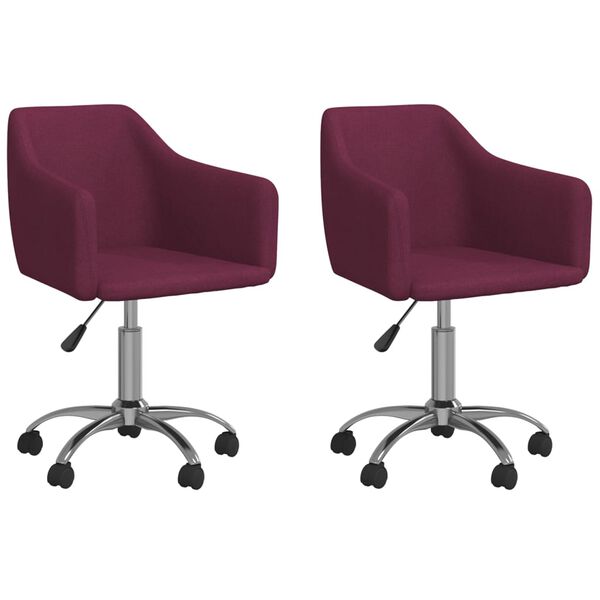 vidaXL Cadeiras de jantar girat&oacute;rias 2 pcs tecido roxo