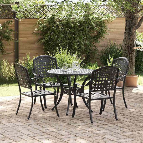 vidaXL Conjunto de Jantar para Jardim 5 pcs Preto Alum&iacute;nio