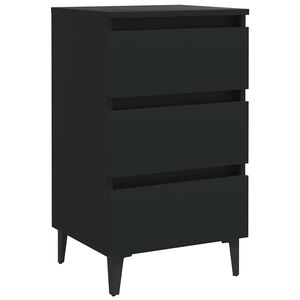 vidaXL Mesa de cabeceira c/ pernas de metal 40x35x69 cm preto