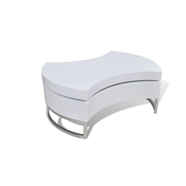 Mesa de centro branca redonda com tampa ajustável