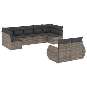 vidaXL 9 pcs conjunto sof&aacute;s p/ jardim com almofad&otilde;es vime PE cinzento