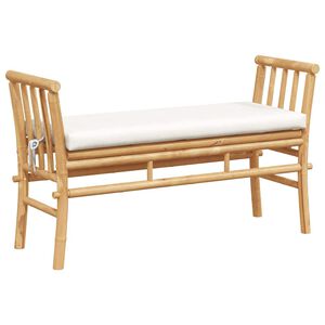 vidaXL Banco de jardim com almofada Castanho 110 x 38 x 65cm Bambu