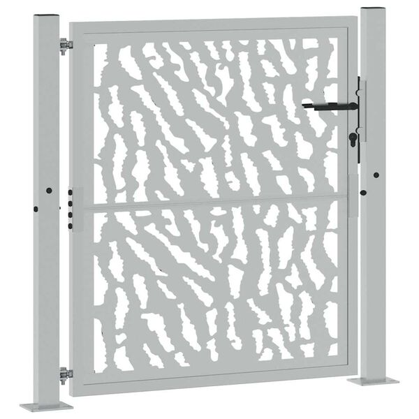 vidaXL Portão de jardim 100x100 cm em aço intemperizado com design de traços