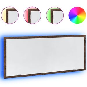 vidaXL Espelho casa de banho c/ LED deriv. madeira carvalho castanho