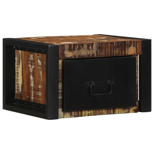 vidaXL Mesa de cabeceira multicor 40x35x25cm madeira maciça recuperada