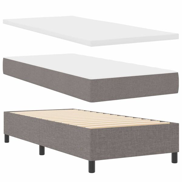 vidaXL Cama Box com colch&atilde;o Cinzento-acastanhado 100 x 200 cm tecido