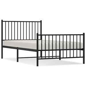 vidaXL Estrutura de cama com cabeceira e p&eacute;s 100x190 cm metal preto