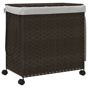 vidaXL Cesto p/ roupa suja com rodas 60x35x60,5cm vime castanho-escuro