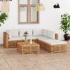 vidaXL 6 pcs conjunto lounge jardim c/ almofad&otilde;es creme teca maci&ccedil;a