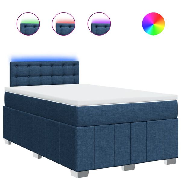 vidaXL Cama boxspring com colch&atilde;o 120x190 cm tecido azul