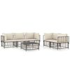 vidaXL 6 pcs conjunto lounge de jardim c/ almofad&otilde;es vime PE antracite