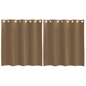 vidaXL Cortinas de voile com ilh&oacute;s 2 pcs castanho-claro