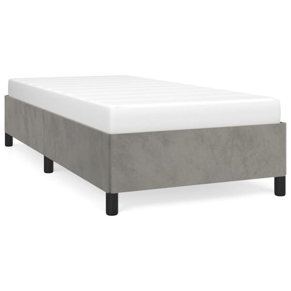vidaXL Estrutura de cama sem colch&atilde;o 90x200 cm veludo cinzento-claro