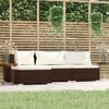vidaXL 4 pcs conjunto lounge jardim c/ almofad&otilde;es vime PE castanho