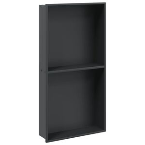 vidaXL Nicho parede p/ duche 32x62x9 cm a&ccedil;o inoxid&aacute;vel preto mate