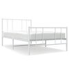 vidaXL Estrutura de cama com cabeceira e p&eacute;s 100x200 cm metal branco