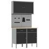 vidaXL Arm&aacute;rio de Trabalho 5 unid. Preto Madeira de Engenharia e A&ccedil;o
