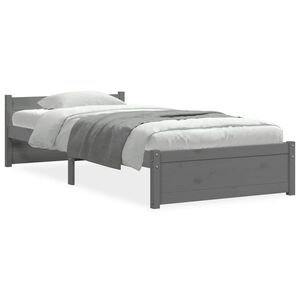 vidaXL Estrutura cama pequena solteiro 75x190 cm madeira maci&ccedil;a cinza