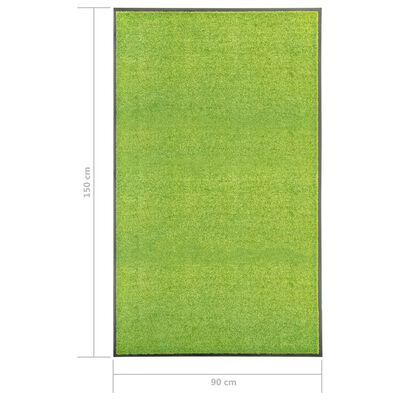 vidaXL Tapete de porta lavável 90x150 cm verde