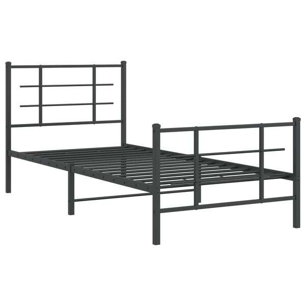 vidaXL Estrutura de cama com cabeceira e p&eacute;s 90x200 cm metal preto