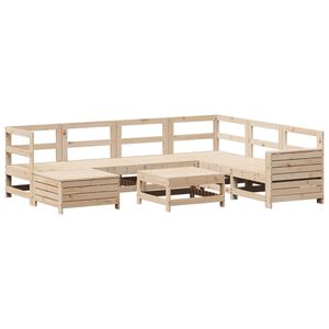 vidaXL 8 pcs conjunto sof&aacute;s de jardim pinho maci&ccedil;o
