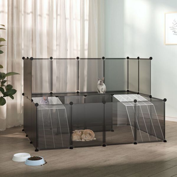 vidaXL Gaiola para animais pequenos 143x107x93 cm PP e a&ccedil;o preto