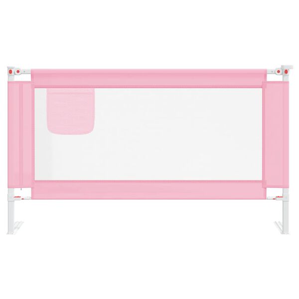 vidaXL Barra de seguran&ccedil;a p/ cama infantil tecido 140x25 cm rosa