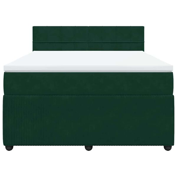 vidaXL Cama com molas/colch&atilde;o 140x190 cm veludo verde-escuro