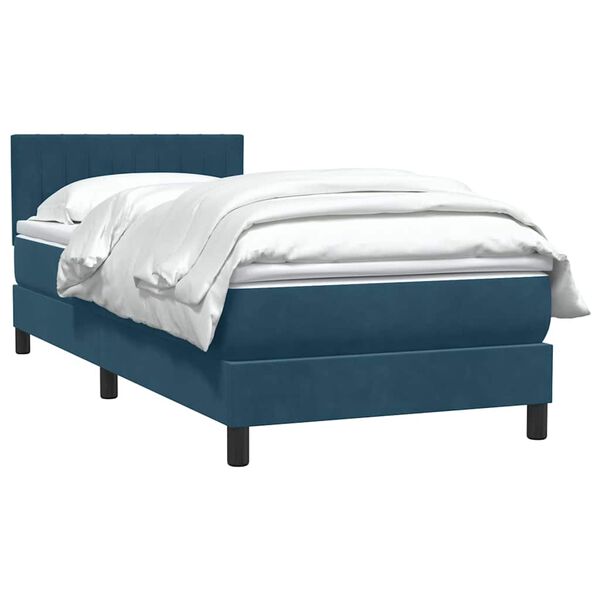 vidaXL Cama com molas/colch&atilde;o 80x220 cm veludo azul-escuro