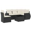 vidaXL 6 pcs conjunto sof&aacute;s de jardim c/ almofad&otilde;es vime PE preto