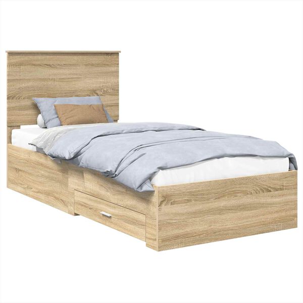 vidaXL Estrutura da Cama Carvalho Sonoma e Prata 75 x 190 cm
