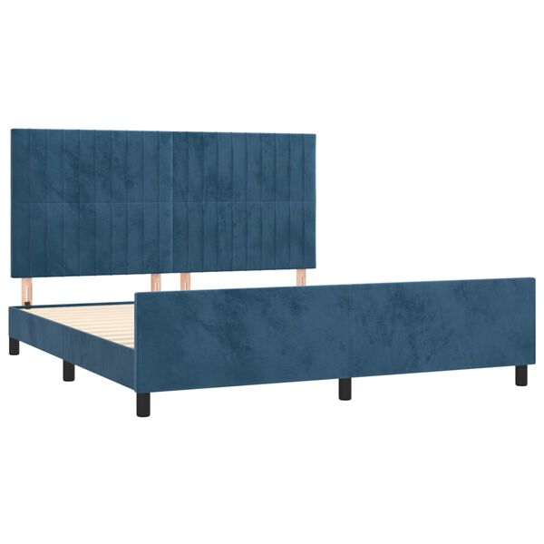 vidaXL Estrutura de cama sem colch&atilde;o 160x200 cm veludo azul-escuro