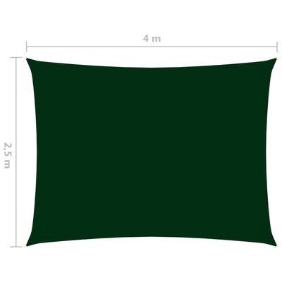 vidaXL Para-sol vela tecido oxford retangular 2,5x4 m verde-escuro