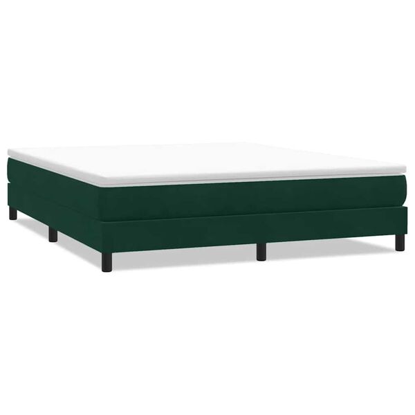 vidaXL Cama com molas sem colch&atilde;o 180x220 cm veludo verde-escuro