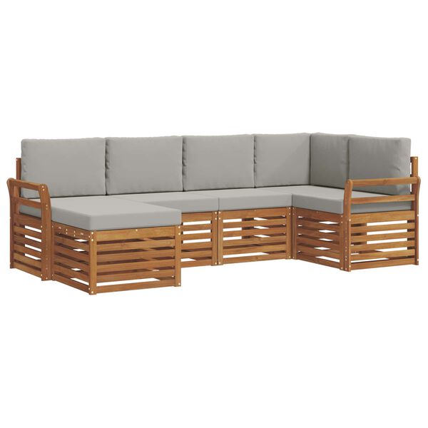 vidaXL Conjunto de Sof&aacute; Sectional 6 pcs Cinza Natural e Claro