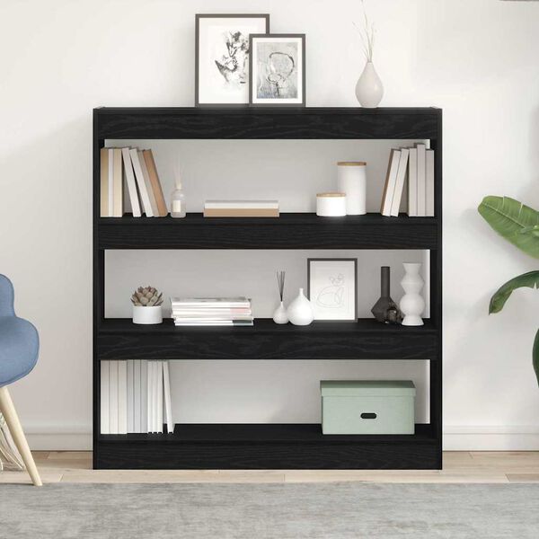 vidaXL Gabinete de Livros Carvalho Preto 100 x 30 x 103 cm
