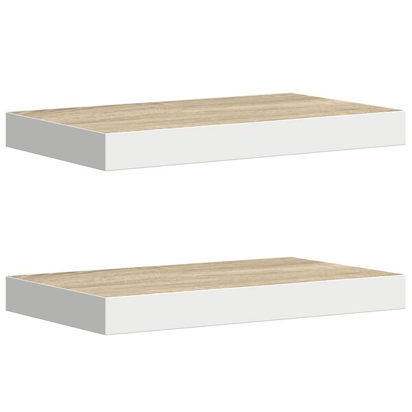 vidaXL Prateleiras de parede 2 pcs 40x23x3,8 cm MDF carvalho e branco