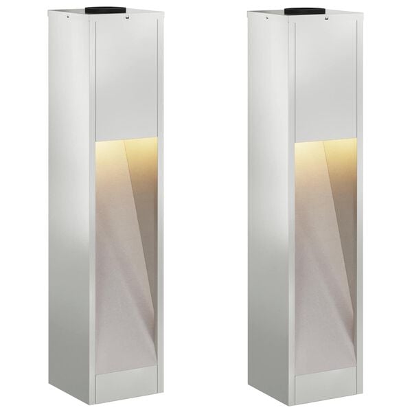 vidaXL Luz Solar LED de Caminho 2 pcs Galvanizado Galvanizado