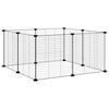 vidaXL Gaiola para animais de estima&ccedil;&atilde;o com 8 pain&eacute;is, preta, 70x70x35 cm, a&ccedil;o