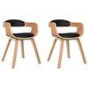 vidaXL Cadeira de jantar 2pcs madeira curvada e couro artificial preto
