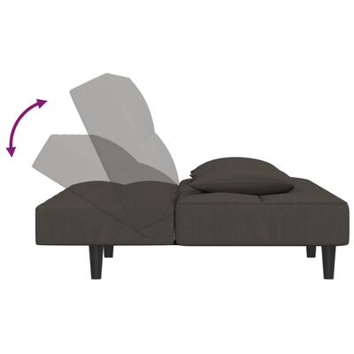 vidaXL Sofá-cama 2 lugares com duas almofadas veludo cinzento-escuro