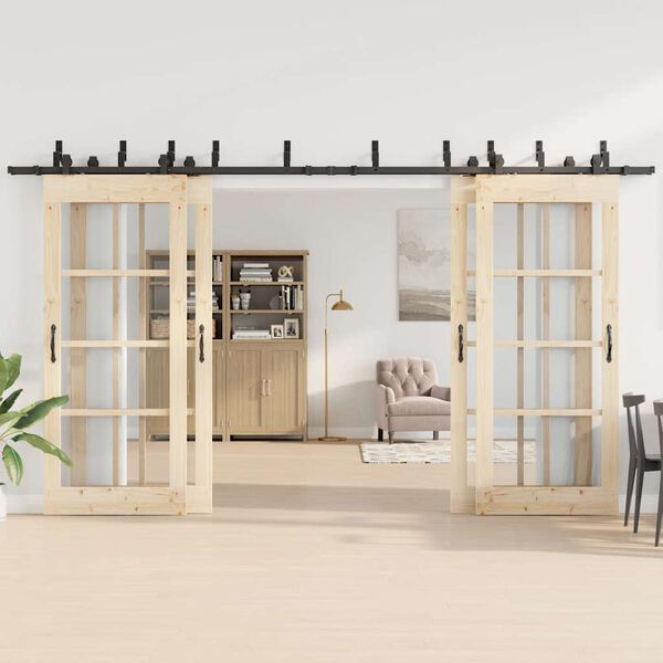 vidaXL Kit de ferragens para porta deslizante 400 cm a&ccedil;o preto