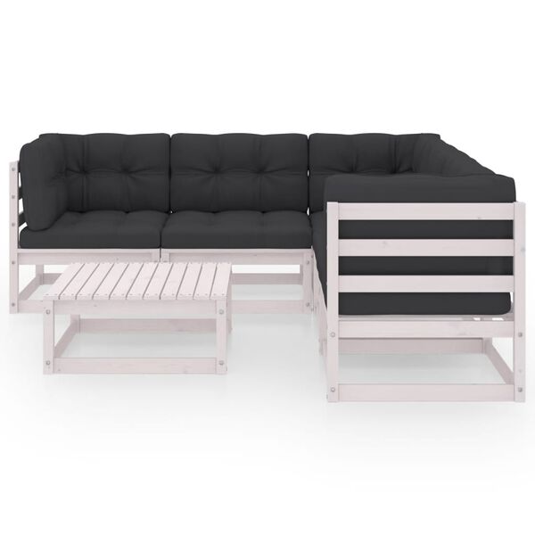 vidaXL 6 pcs conjunto lounge de jardim com almofad&otilde;es pinho maci&ccedil;o