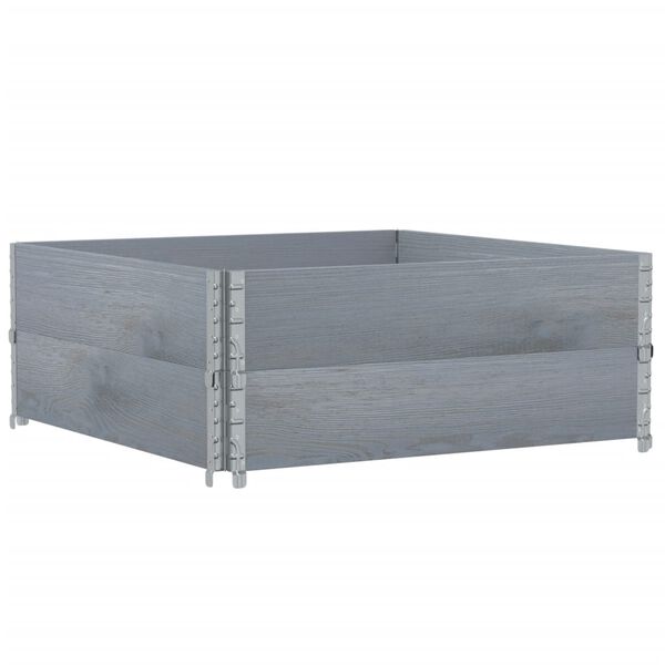 vidaXL Colares p/ paletes 2 pcs 100x100 cm madeira pinho maci&ccedil;a cinza