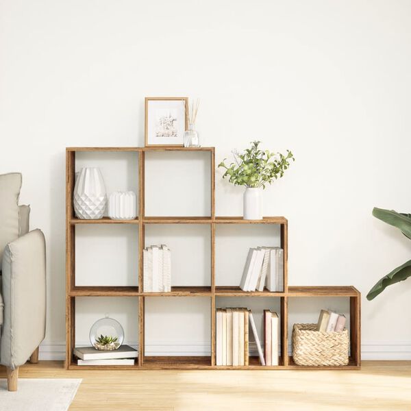 vidaXL Estante divis&oacute;ria 3 n&iacute;veis derivados de madeira madeira velha