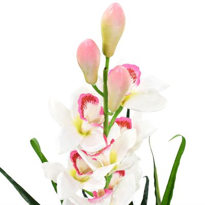 vidaXL Planta orquídea cymbidium artificial com vaso 100 cm verde