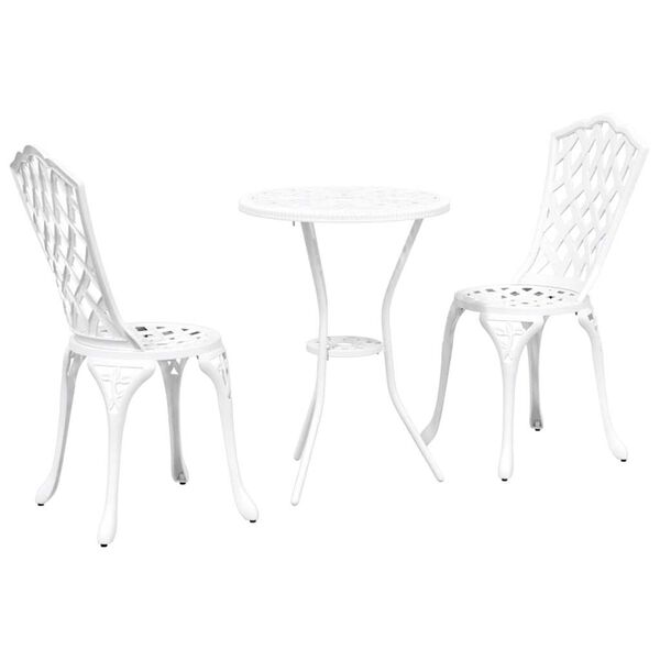 vidaXL Conjunto Bistro de Jardim 3 pcs Branco Alumínio