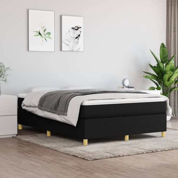 vidaXL Estrutura de cama com molas 140x190 cm tecido preto